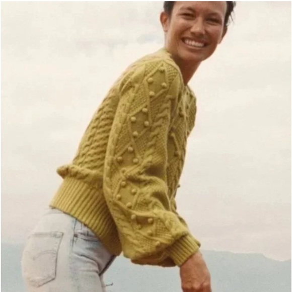Doen Sweaters - Doen - Pom Pom Lulu Sweater - Citron - Rare - Small